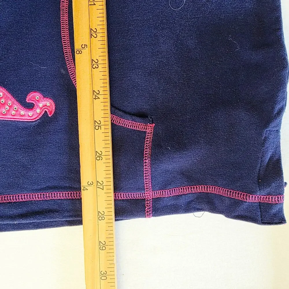 The Quacker Factory Lounge Outfit Set Large Navy Pink Whale Zip Vest Coastal